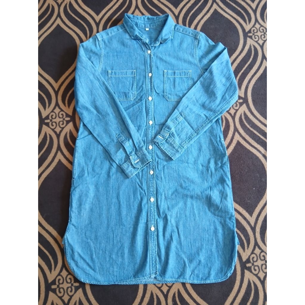 kemeja tunik jeans premium pl