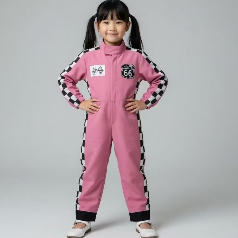 wearpack pembalap pink/kostum pembalap anak/baju pembalap anak