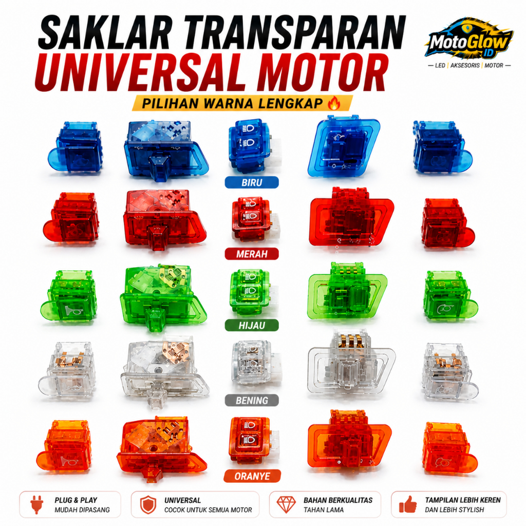 Saklar Tombol Lampu Transparan Warna Universal Beat Karbu Vario Revo Kharisma Supra 125