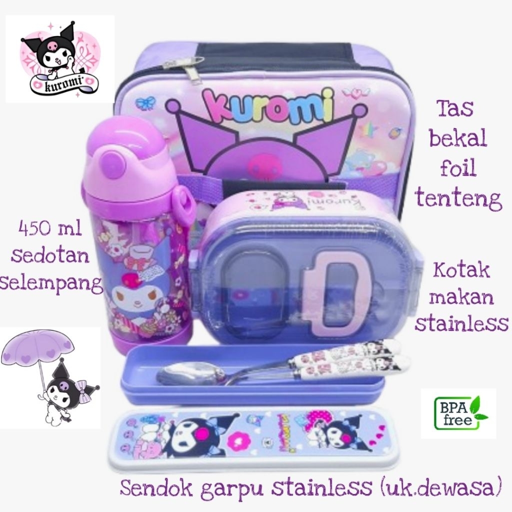 Set bekal anak Kuromi stainless