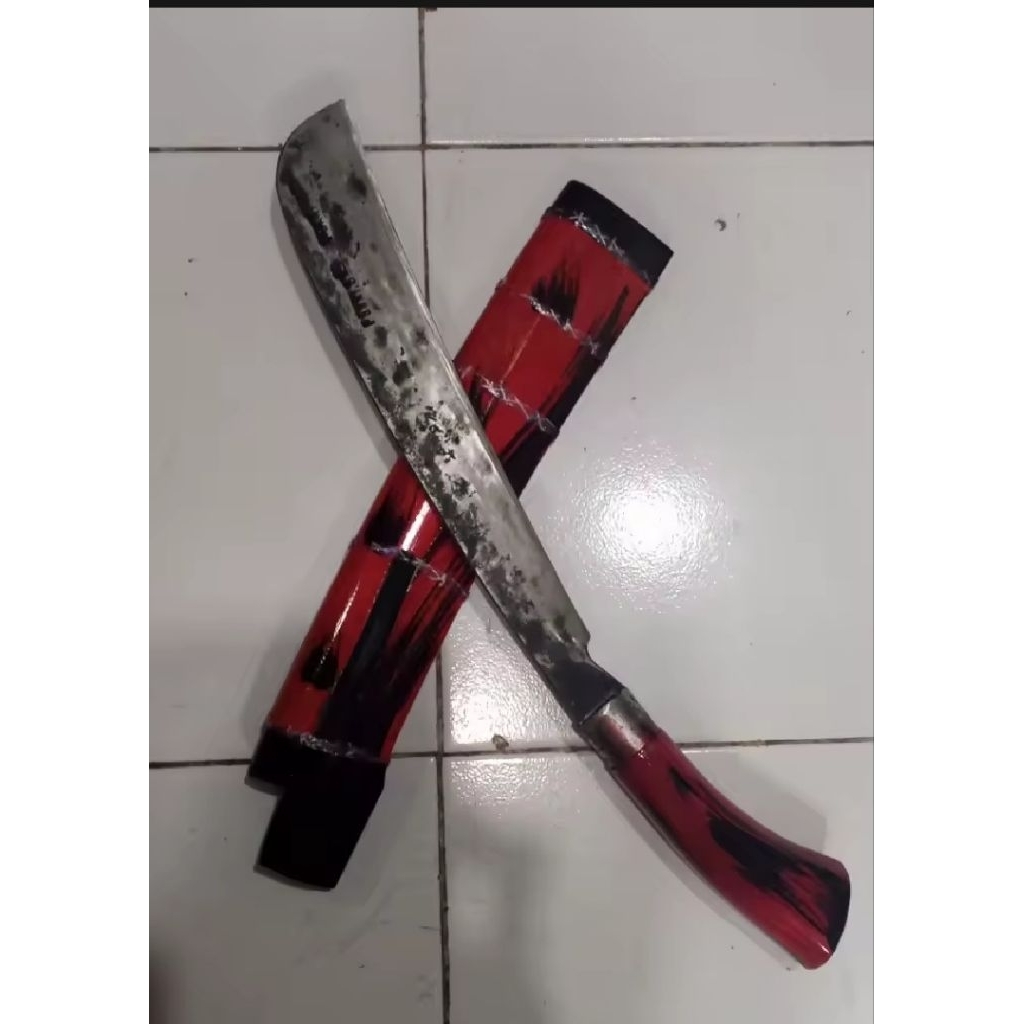 GOLOK LAMPUNG cat merah hitam