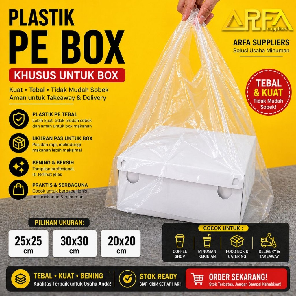 Plastik Kresek PE Bening untuk box 25x25