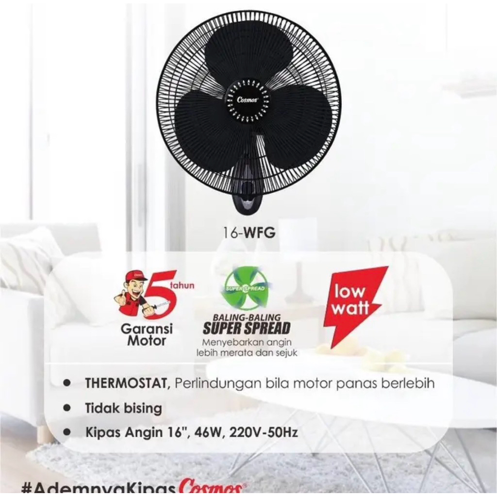 KIPAS ANGIN DINDING COSMOS 16 WFG WALL FAN COSMOS 16WFG 16 INCH