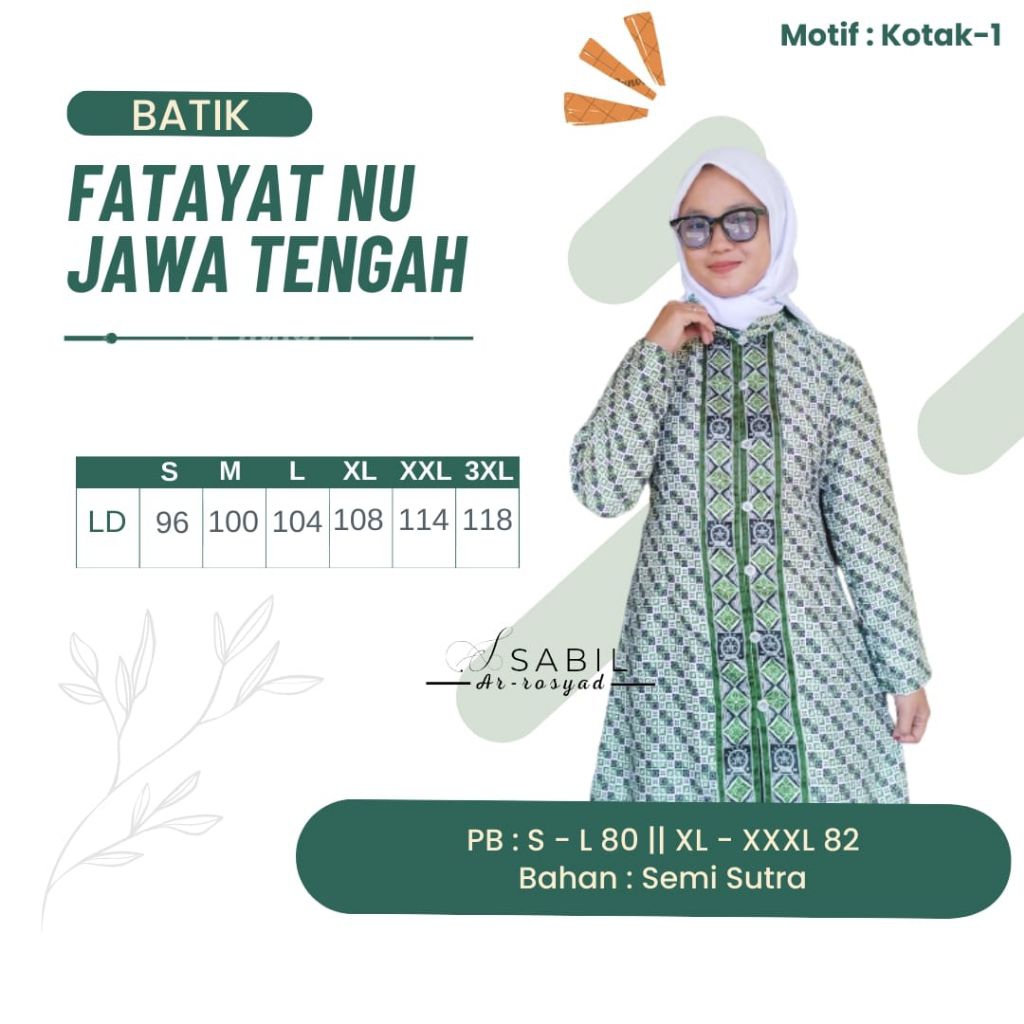 Batik Fatayat NU Jawa Tengah Motif Kotak Semi Sutra