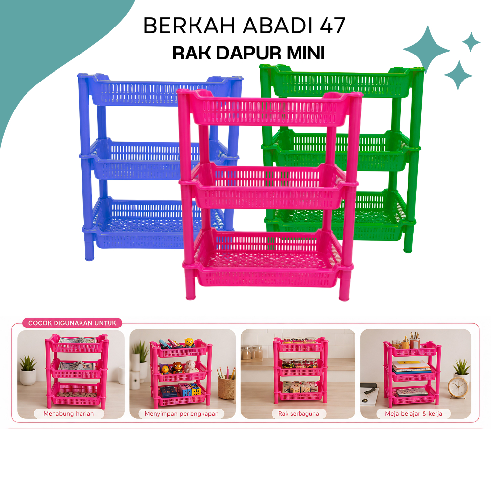 Bisa Gosend Rak Tingkat 3 Susun / Rak Bumbu Plastik /Rak Kosmetik  Kecil /Rak Plastik 3 Tingkat