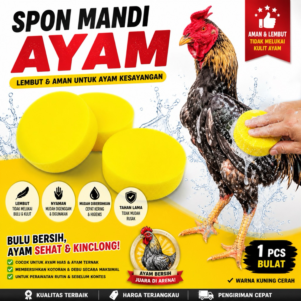 spon mandi ayam, spon ayam bangkok, spon ayam hias, alat grooming ayam, perlengkapan ayam ternak, sp