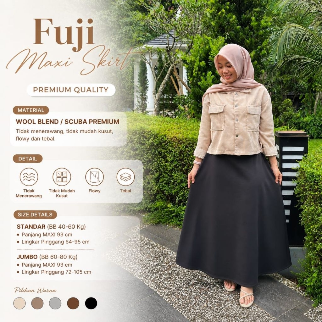 Severli FUJI MAXI Skirt | Rok Kerja Kuliah Wanita | Rok Wanita Korean Style Formal Casual