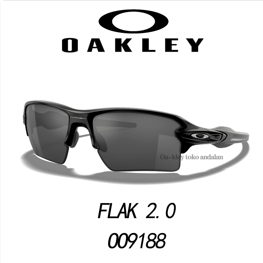Kacamata Hitam Oakley Original Sunglasses FLAK 2.0 OO9188 Polished Black Wanita Pria