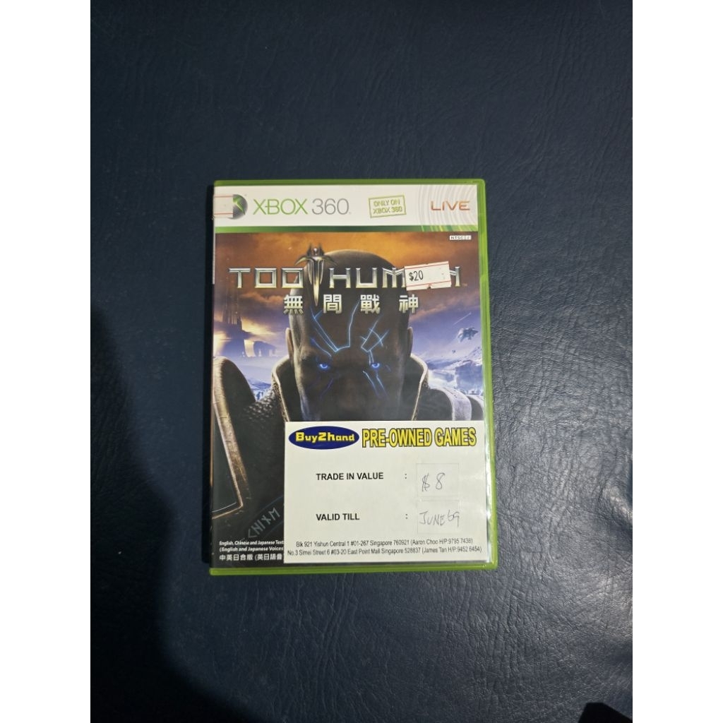 BD Kaset Game XBOX 360 Too Human Ori Original