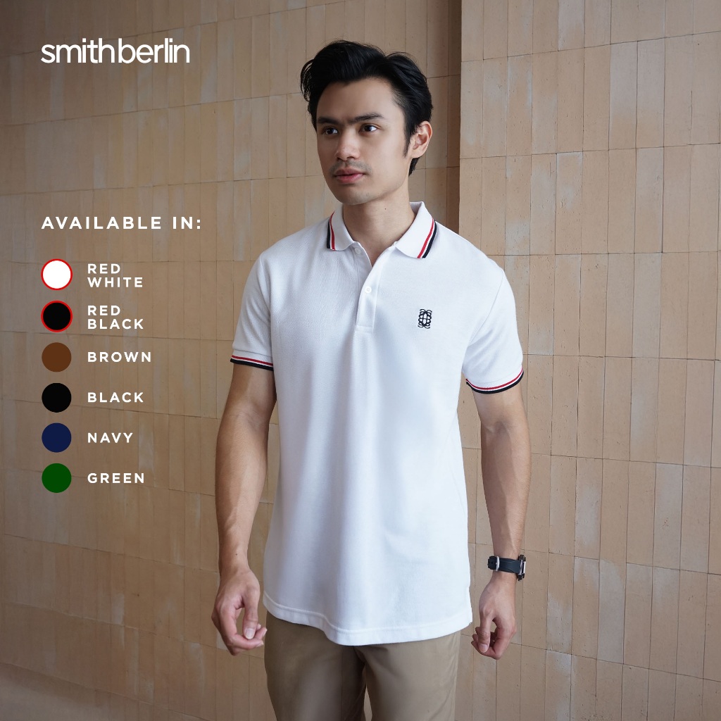 Smith Berlin Polo Kaos Polo Pria Lengan Pendek Slim Fit Bahan Adem Nyaman Warna Hitam Coklat Hijau N