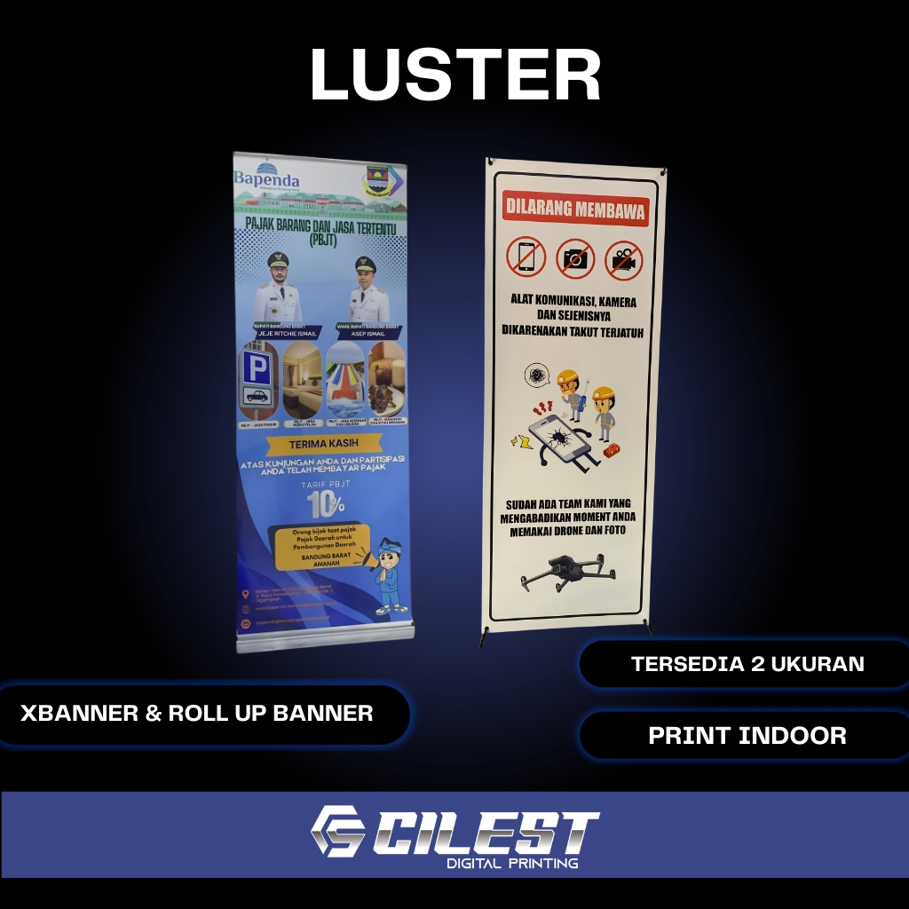 Luster X Banner | Roll Up Banner |  Cetak Indoor Digital Print Murah