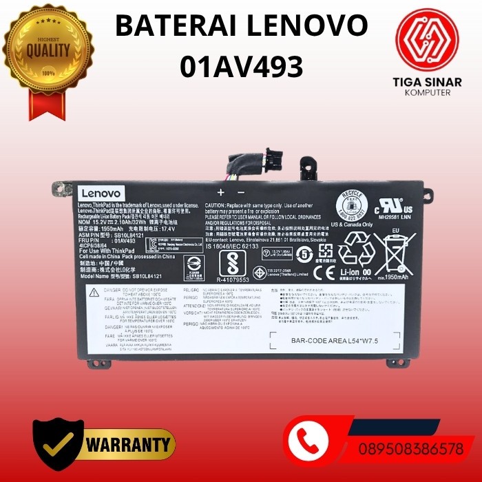 BATERAI THINKPAD T570 T580 P51S P52S SB10L84121 01AV493 00UR890 00UR891 00UR892 ORIGINAL