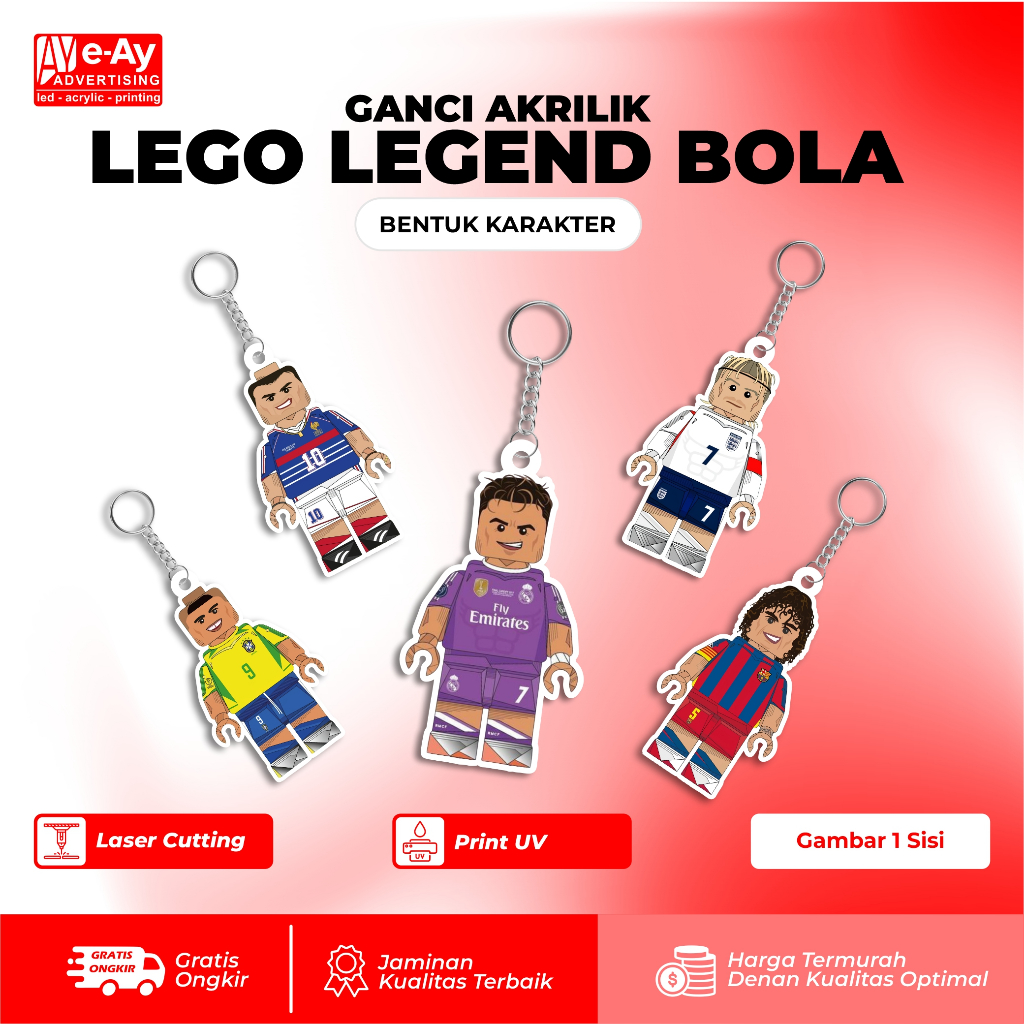 Gantungan Kunci Ganci Akrilik Tema LEGO LEGEND BOLA