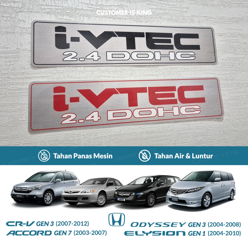 Sticker 2.4 DOHC i-VTEC 2400cc K24 Aksesoris Stiker Cover Mesin Honda CRV Gen 3 | Accord Gen 7 | Ody