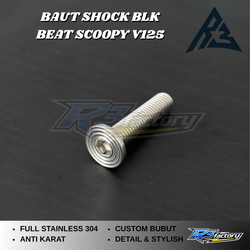 BAUT SHOCK BELAKANG BEAT FI SCOOPY VARIO 125 VARIO 150 STAINLESS CUSTOM BUBUT