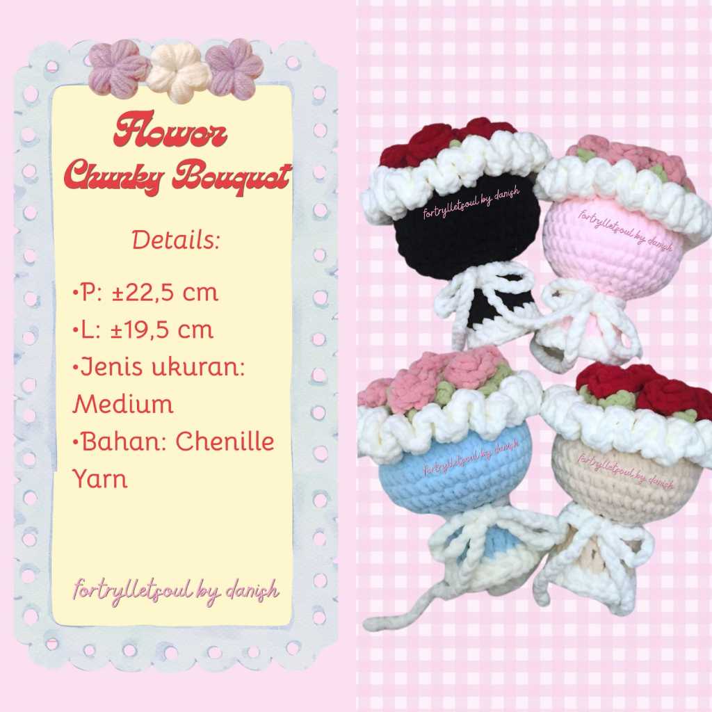 Flower Chunky Bouquet | Crochet Flower Bouquet | Rose Fluffy Bouquet Crochet | fortrylletsoul