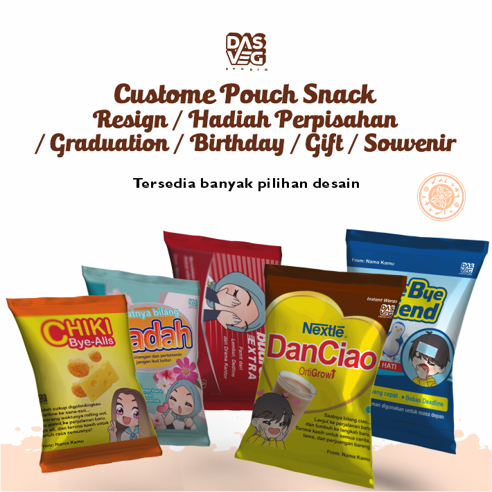 Custom Pouch Snack - Resign / Hadiah Perpisahan / Graduation / Birthday / Gift / Souvenir Teman Kerj