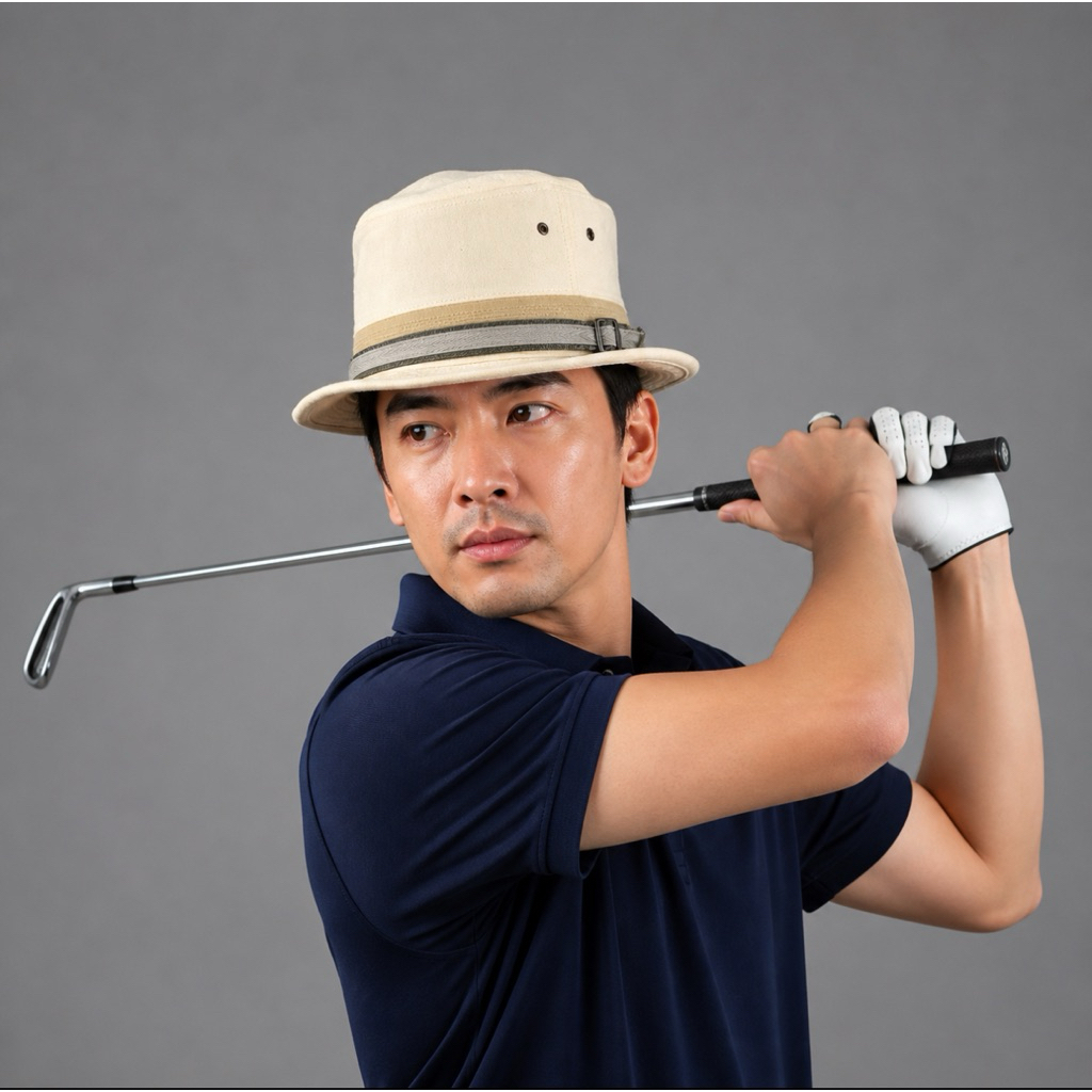 Topi Fedora Mr Real Good Man Trilby Hat White Cream Original Second