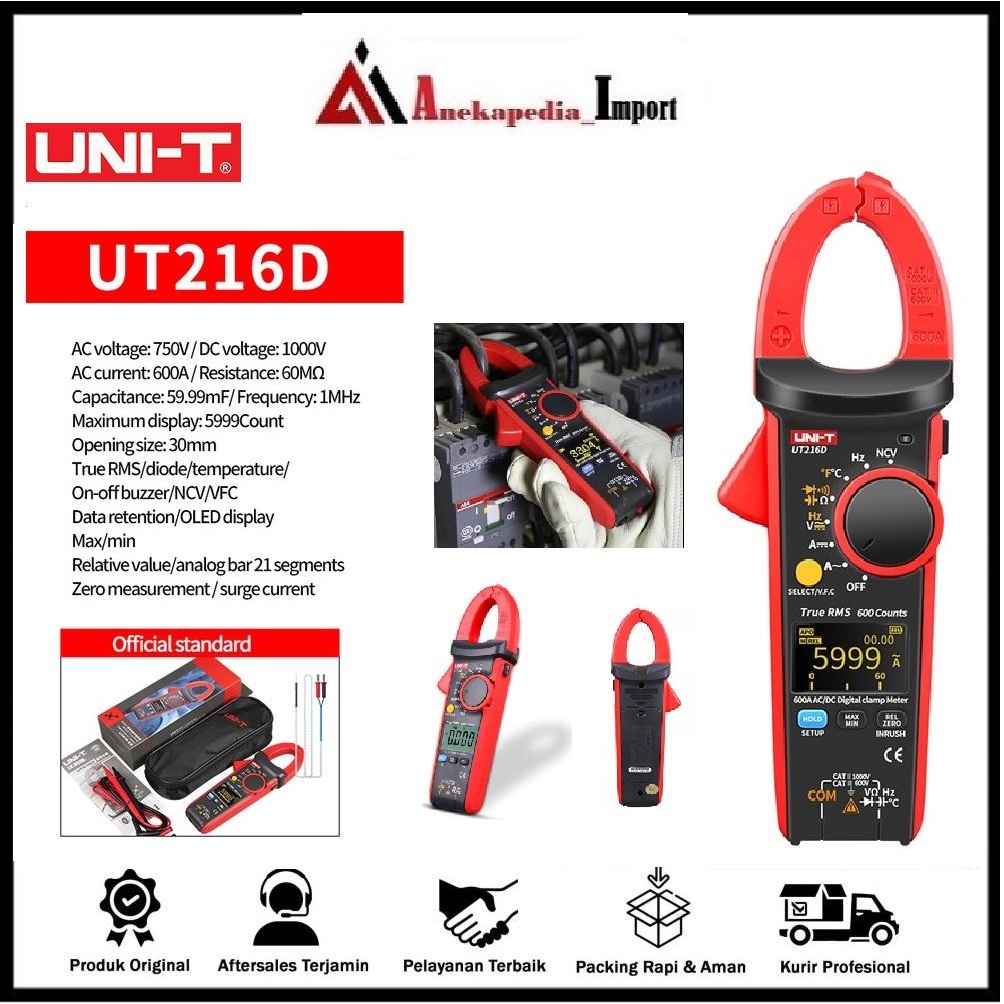 UNI-T UT216D 600A True RMS Digital Clamp Meter - UNI-T UT216D Digital Clamp Meter