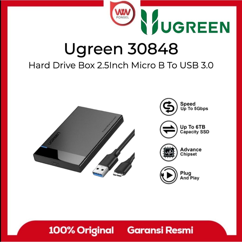 UGREEN 30848 Casing Enclosure Hard Disk External 2,5" SATA USB 3.0