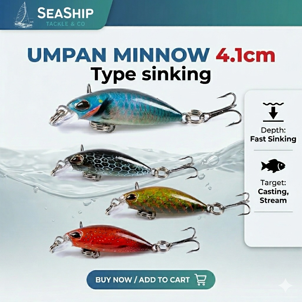 SEASHIP Umpan Pancing Minnow 4.1cm 2.5g Bahan ABS untuk Memancing Casting Type Sinking Gomoku Minnow