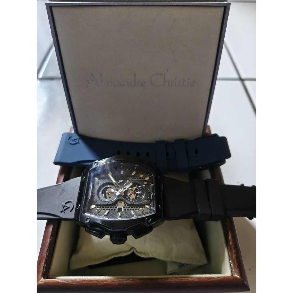 Jam Tangan Alexandre Christie 6608 Original Full Black