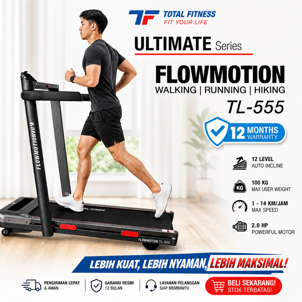 Running & Walking Pad Flowmotion Ultimate Series Total Fitness TL-555