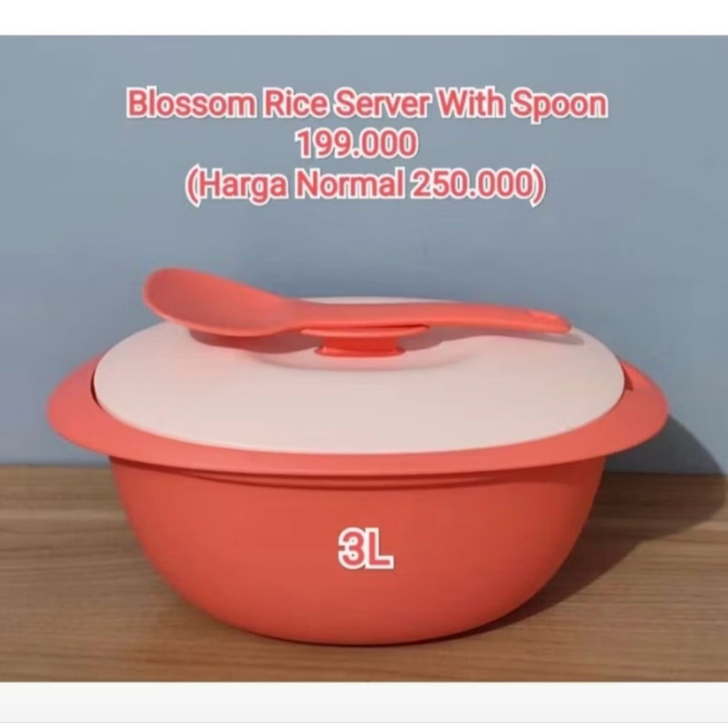 tupperware blossom rice server 3L warna peach tempat wadah nasi sayur prasmanan