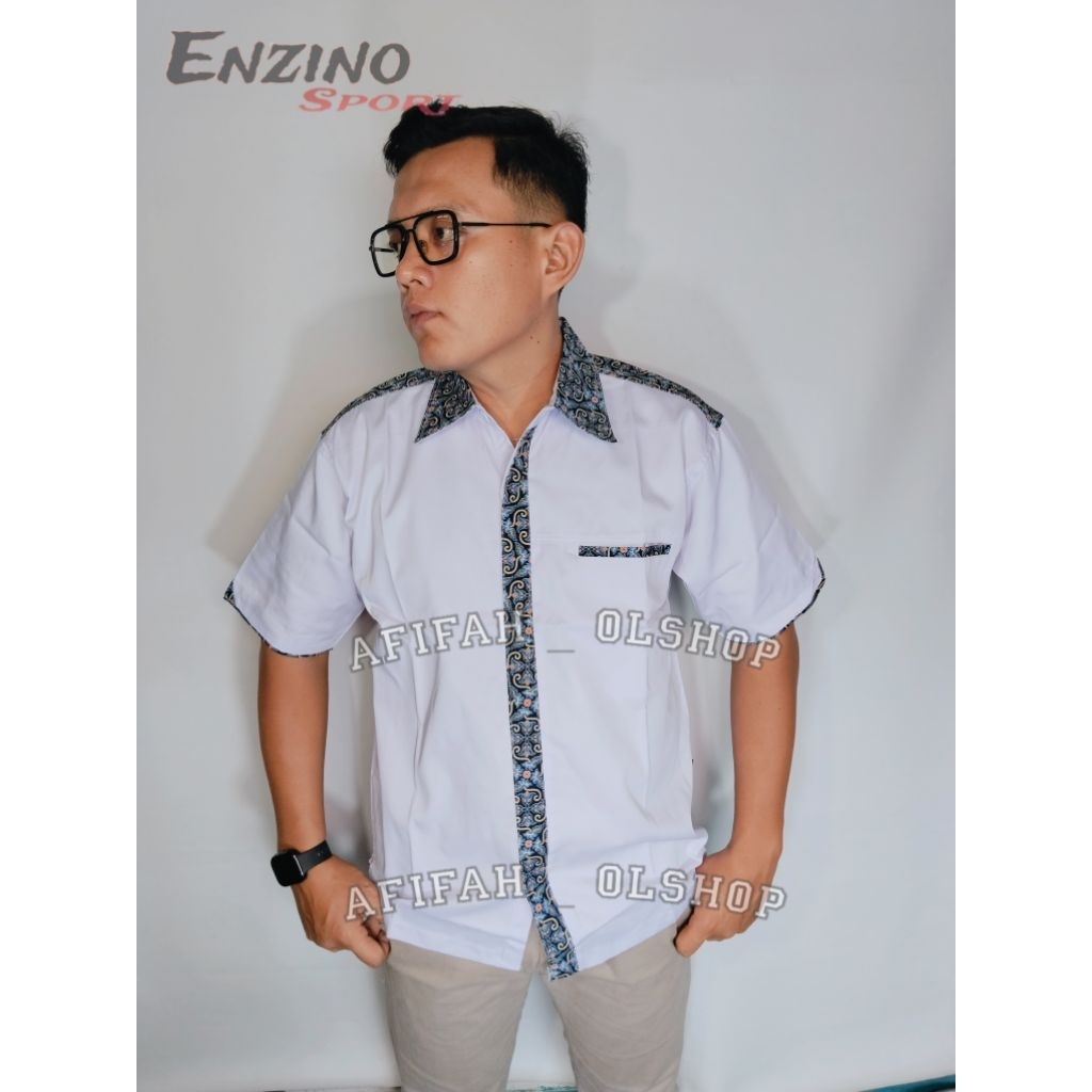 Kemeja putih batik ENZINO SPORT