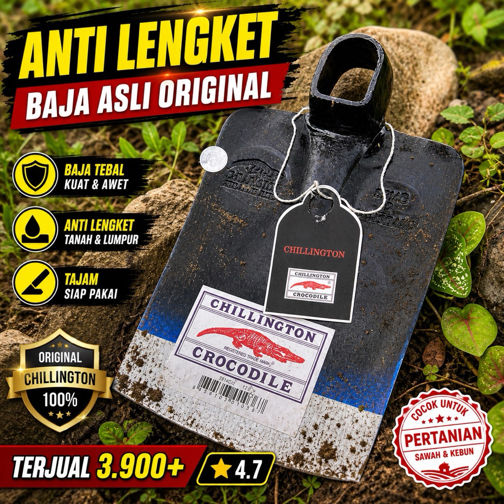 Cangkul Buaya Asli Original Cangkul Sawah Antilengket Baja Asli Cocok Untuk Pertanian