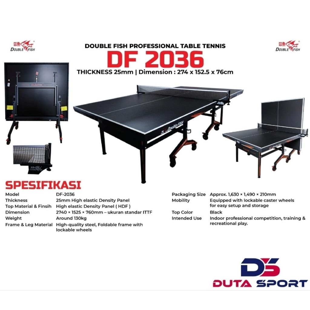 Meja Pingpong Tenis Meja DOUBLE FISH 2036 Original