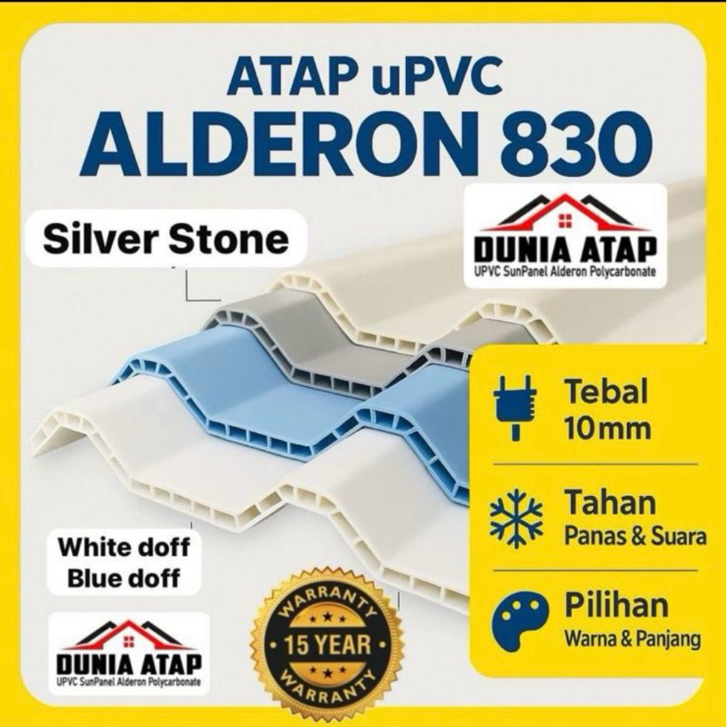Atap uPVC Alderon Double Layer 830 Bergaransi tahan lama - Panjang 6 meter