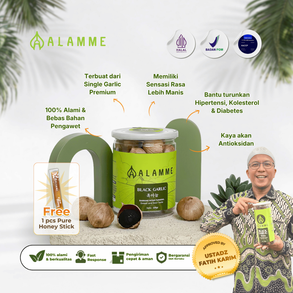 Alamme Black Garlic Bawang Hitam Tunggal Premium Alamme 220 Gram