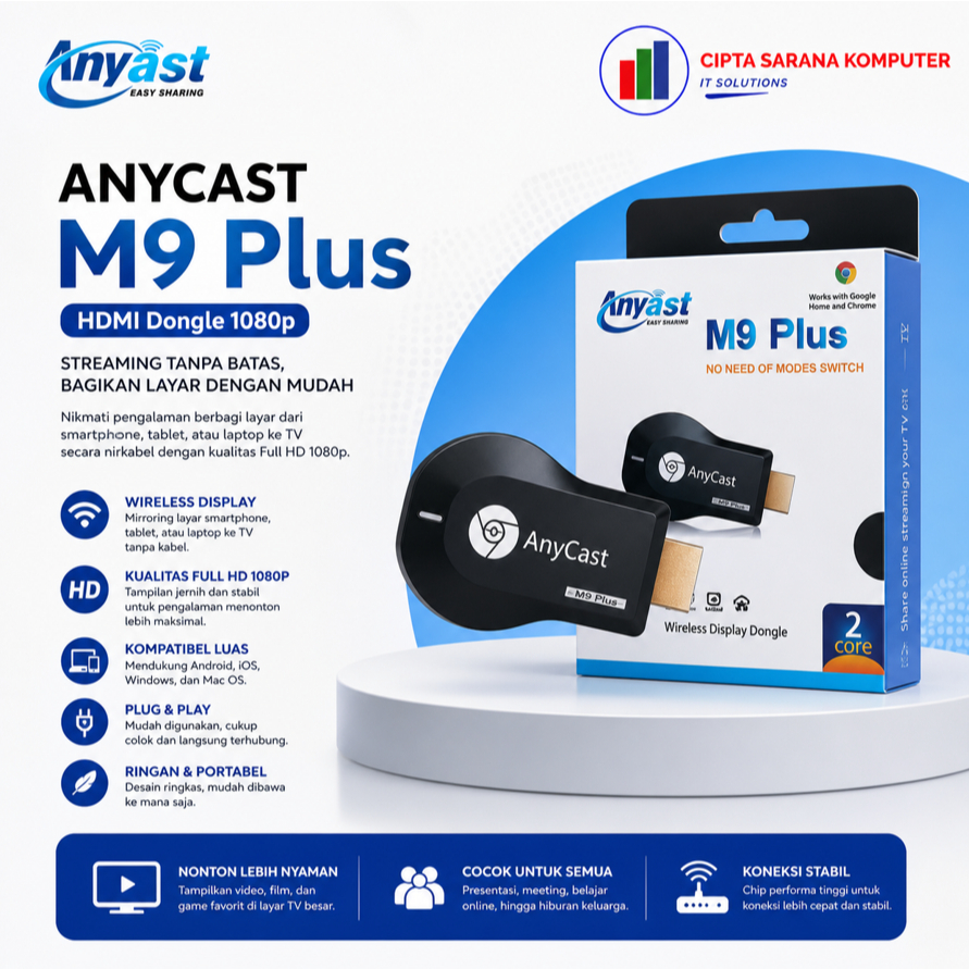 Dongle HDMI M9 Plus Asli 1080P Wifi HDMI Dongle Anycast M9 Plus Original