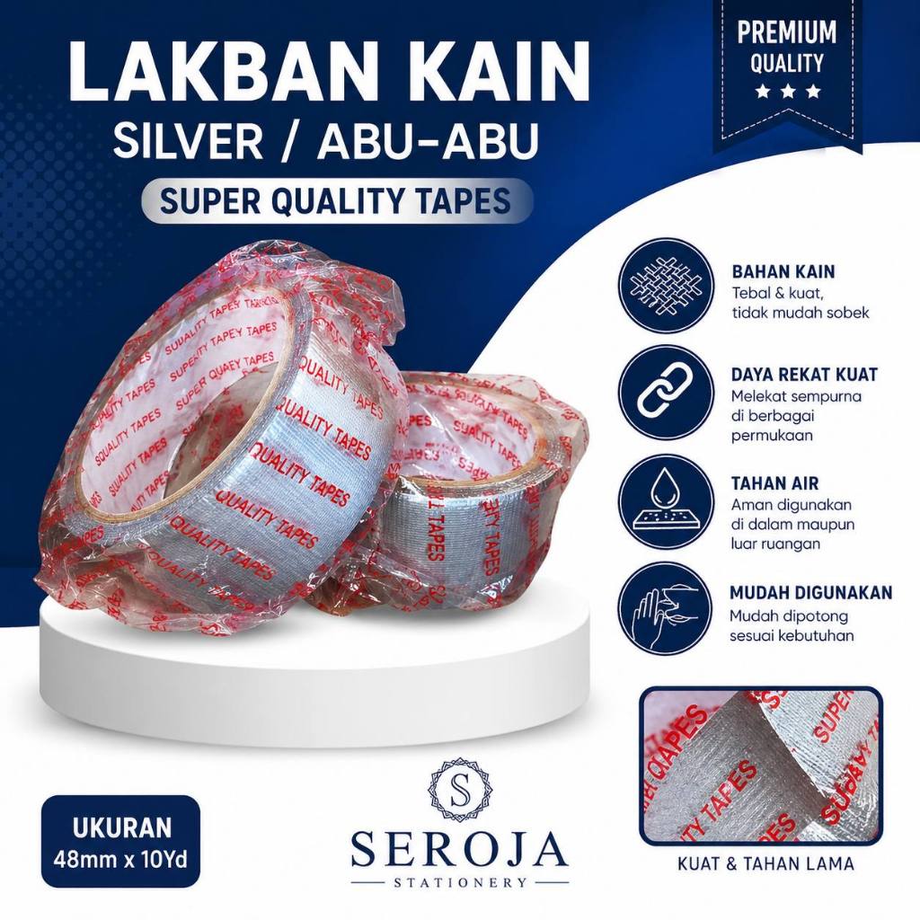 LAKBAN KAIN 2 INCH / 48 mm | LAKBAN SILVER | 1 ROLL