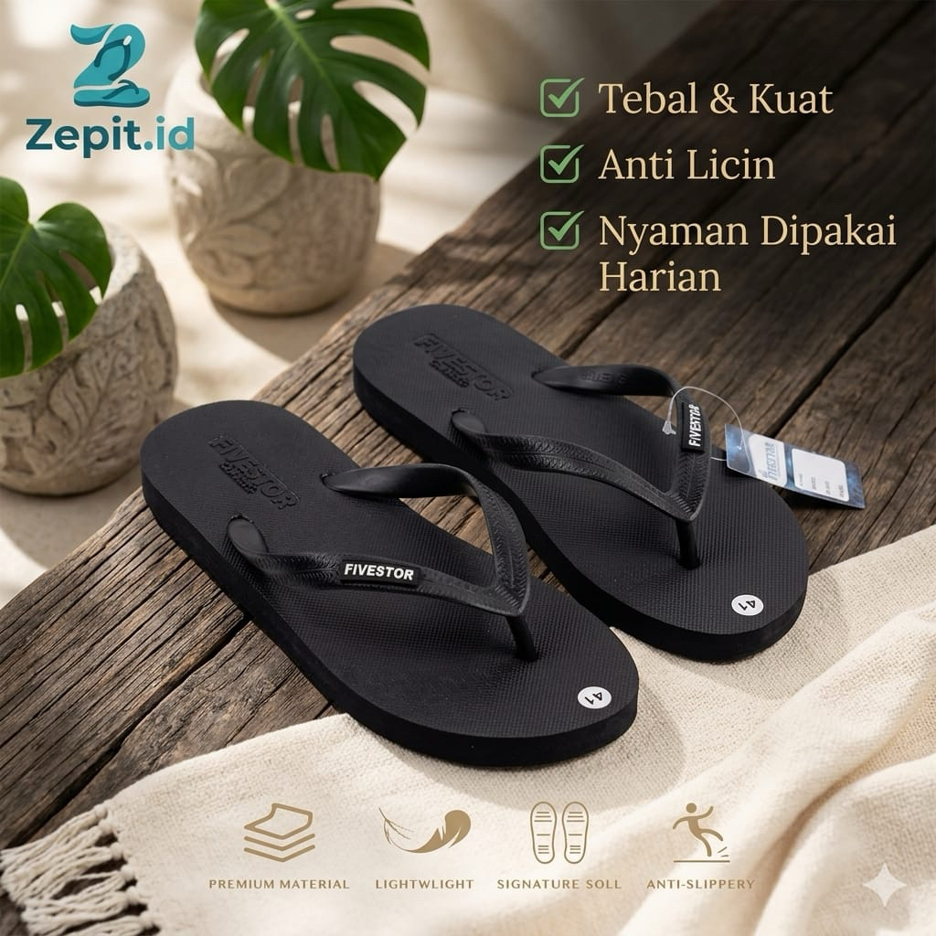 Fivestor Sandal Jepit Casual Pria - Sandal Santai Rumah & Outdoor Anti Slip