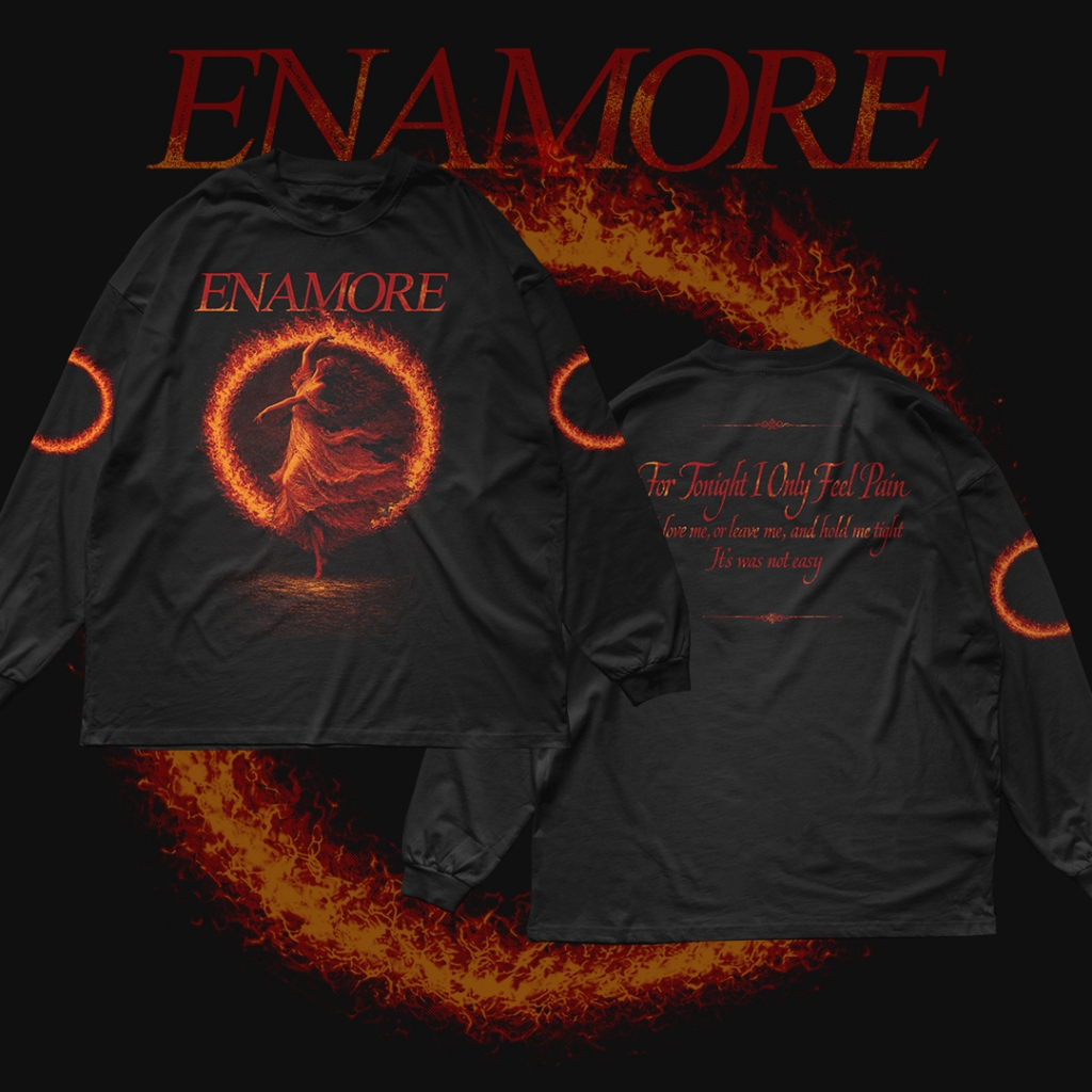 Heart And Soul X Enamore Unpleasant Path Black Fire Longsleeve Tshirt Kaos Band