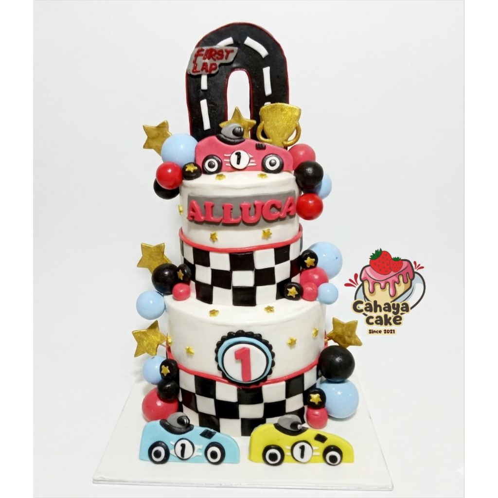 Kue Ulang Tahun Mobil Balap Tingkat/ First Lap Custom Cake