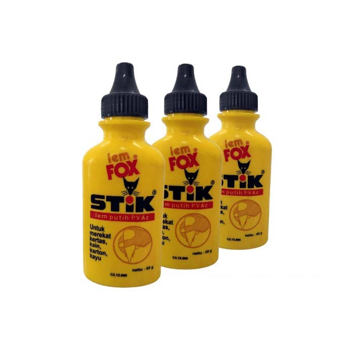 Lem Fox Stik 60 gr Kemasan Kuning / Lem putih Serbaguna