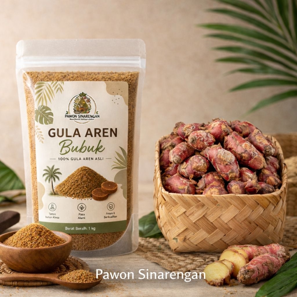 Paket Bundling Jahe Merah 1kg + Gula Aren Bubuk 1kg Asli | Herbal Alami Tanpa Campuran Pawon Sinaren