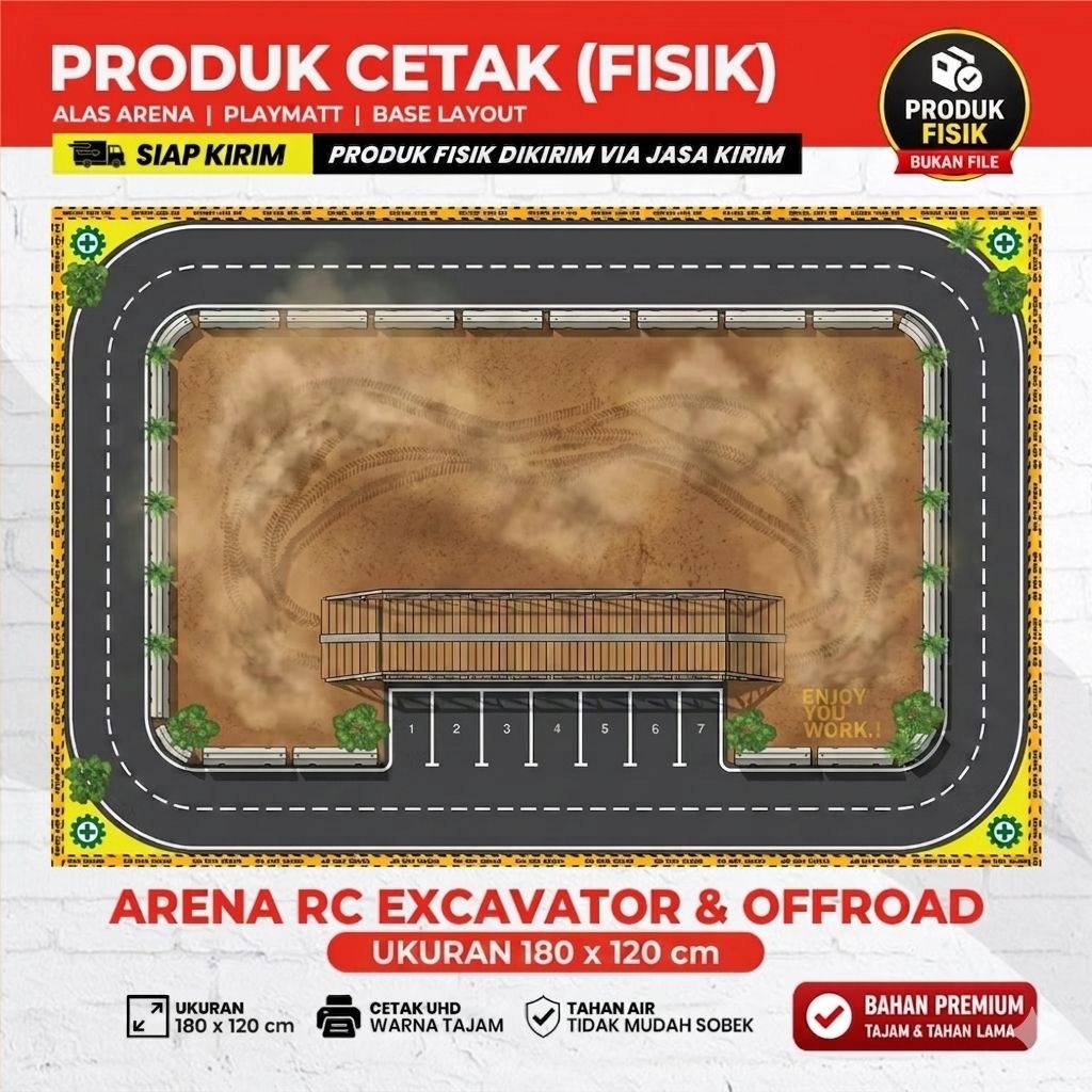 Alas Arena RC Excavator 1,8 x1,2 Meter | Cetak Banner RC Construction | Playmatt RC Excavator | Alas