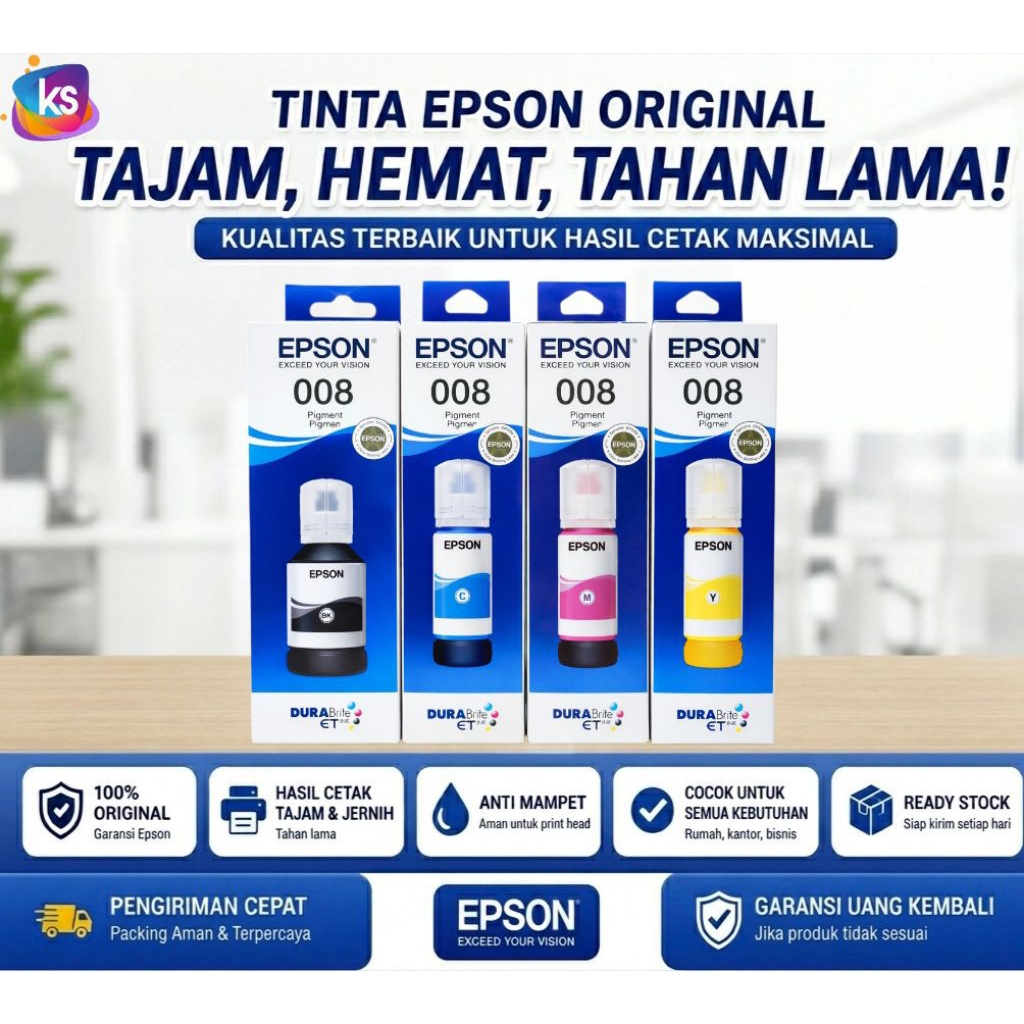 1SET TINTA EPSN 008 BLACK AND COLOUR UNTUK TIPE PRINTER EPSN L6550, L6570, L6580, L15150, L15160 , M