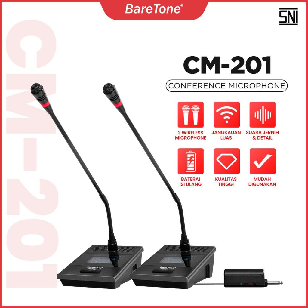 Mic Podium Wireless BareTone CM201 2 Mic Wireless Conference Microphone Podium / Mic Meja Rapat