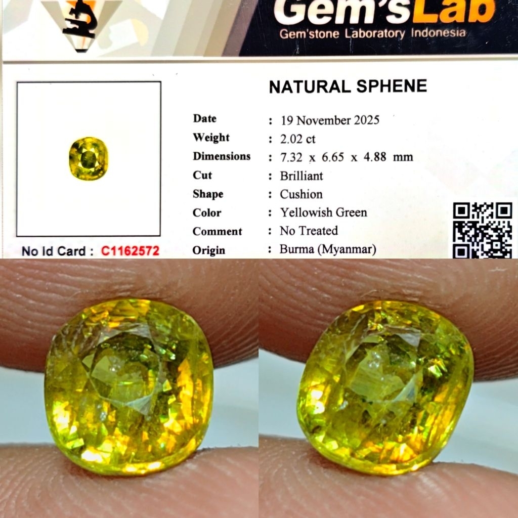 Natural Rainbow Sphene NTE 2.02ct GLI Top Crystall Rainbow Luster Gemericik Body Kaca Metalik