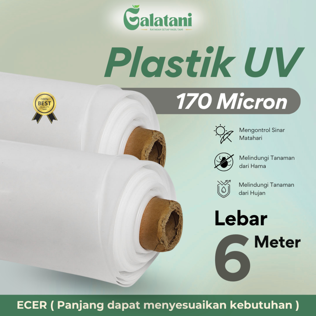 Plastik UV Greenhouse Lebar 6 Meter Tebal 170 Mikron
