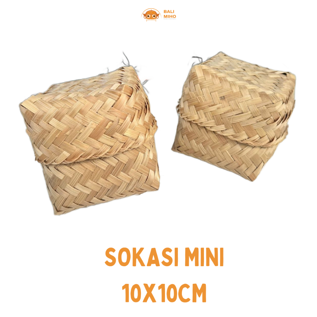 Sokasi Mini 10 x 10 cm Polos - Wadah Bunga Sokasi Polos - Wadah Banten Mini - Anyaman Bambu Bali - K