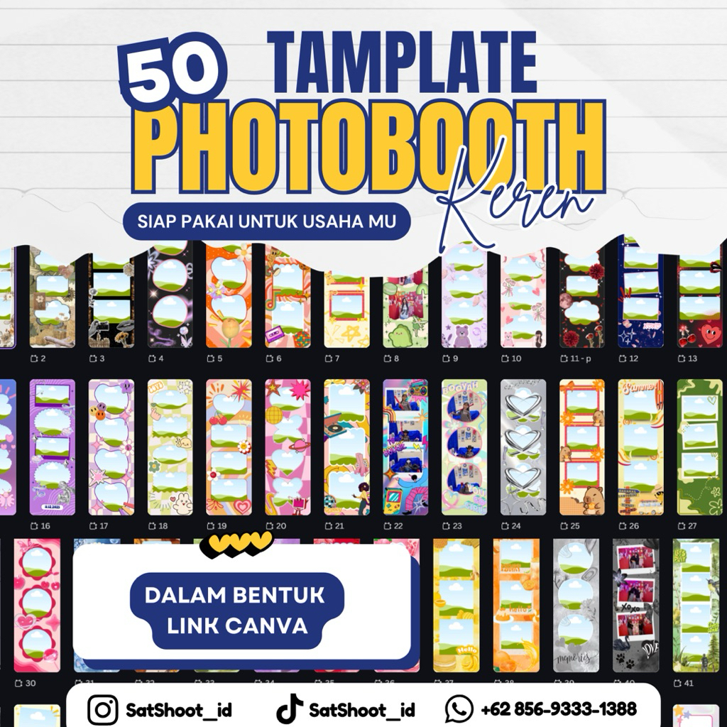 50 Template Photobooth Canva | Editable | Full HD | Siap Pakai untuk Usaha & Event