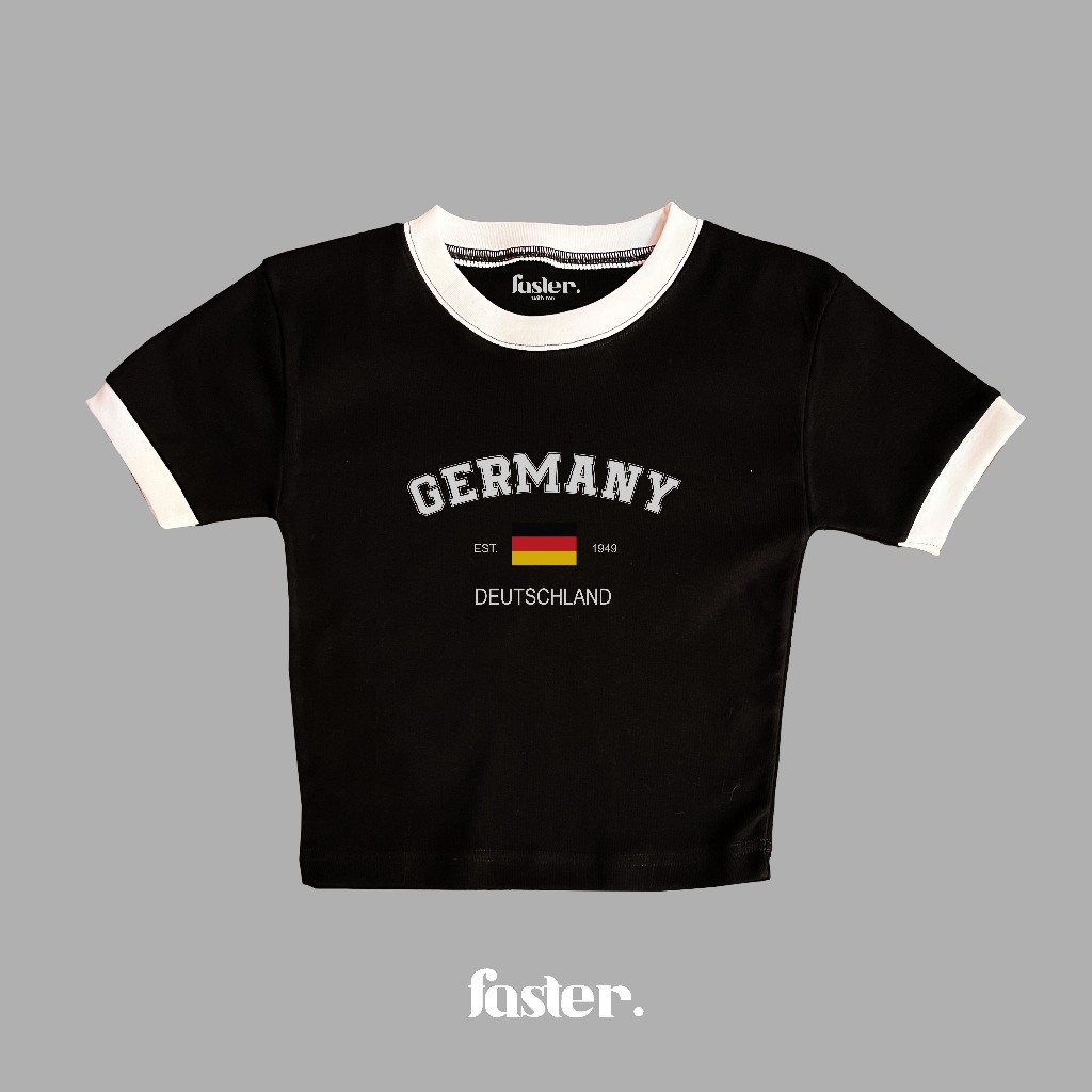 cropped top ringer black white germany dan tanktop two tone germany baby tee fit rib katun