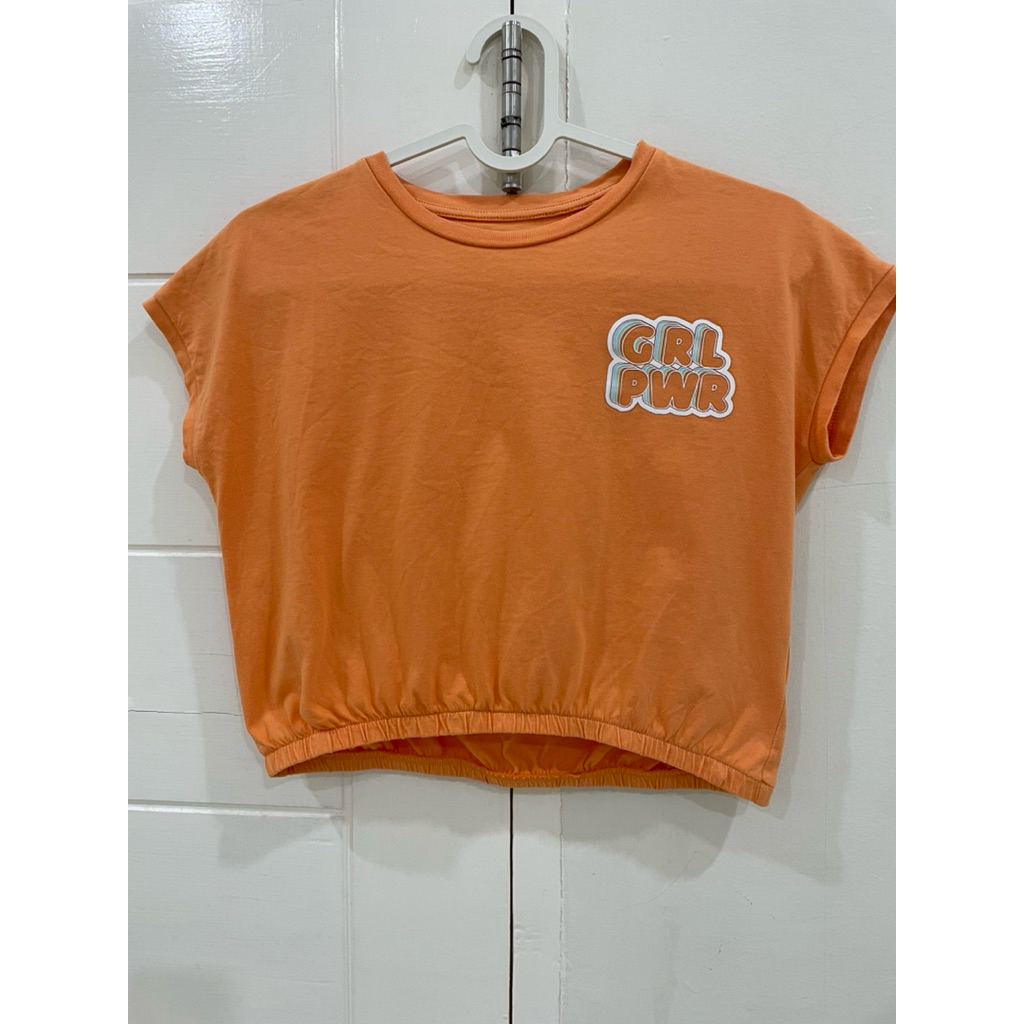 ATASAN CROPTOP PITO DITO ORANGE ANAK PEREMPUAN PRELOVED / KAOS CROPTOP PITO DITO / KAOS ORANGE