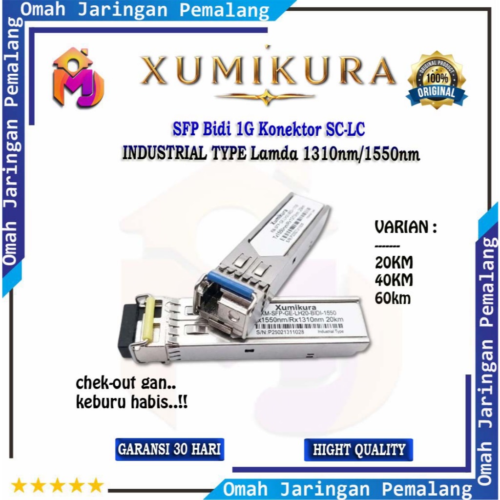 XUMIKURA SFP Bidi SC-LC 1G Ukuran 20KM 40KM 60KM Spesial Industri /SFP Bidi 1GE